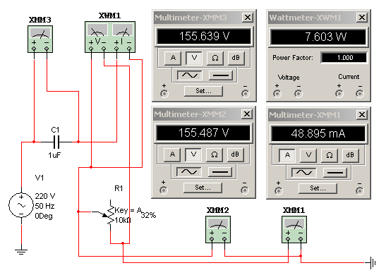 Оптимальная нагрузка для цепи 220в - кондер 1мкф = 3.2к